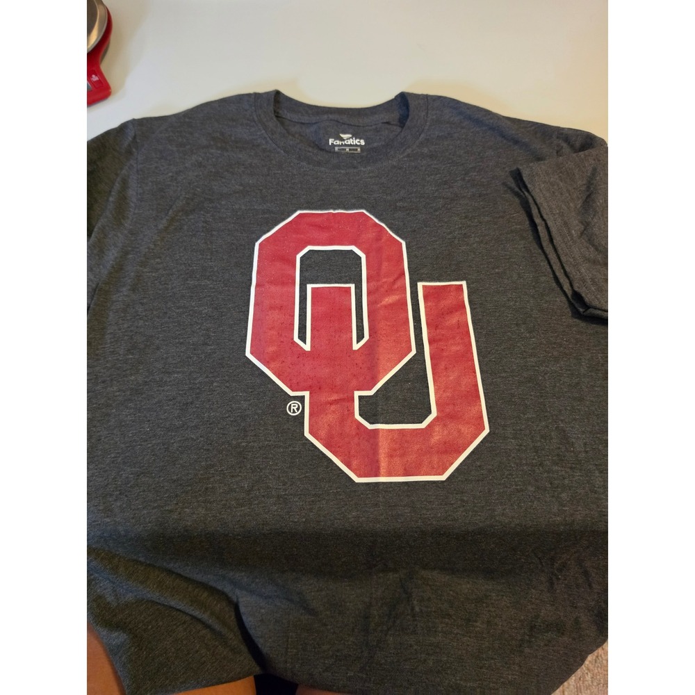 Fanatics Oklahoma Sooners OU T-Shirt Mens Medium Charcoal Heather Grey NCAA Tee